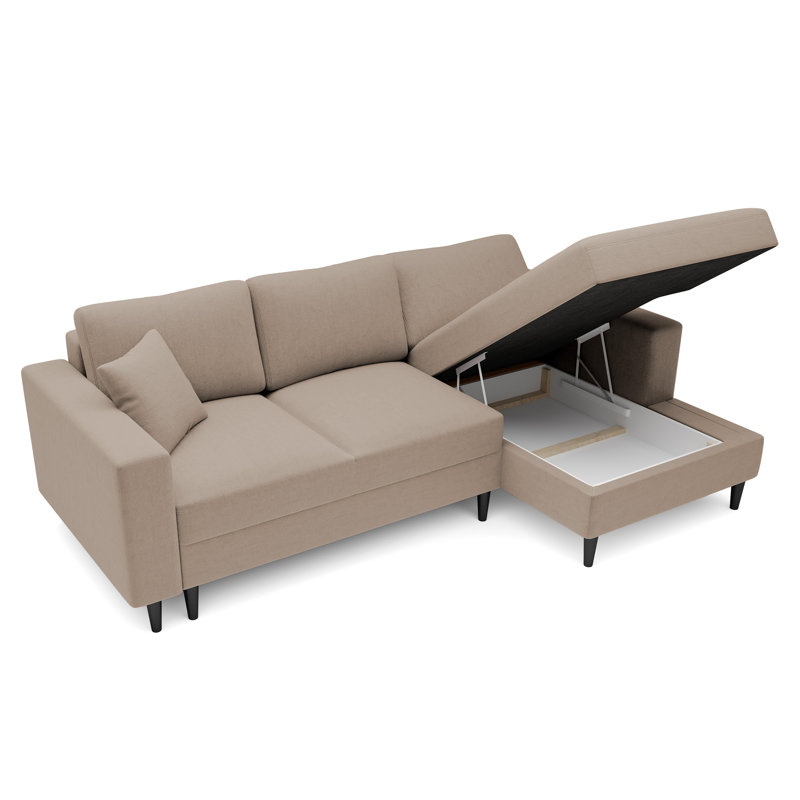 Ajten 3 Seater Velvet Sofa Bed, Right Hand Facing, Dark Beige