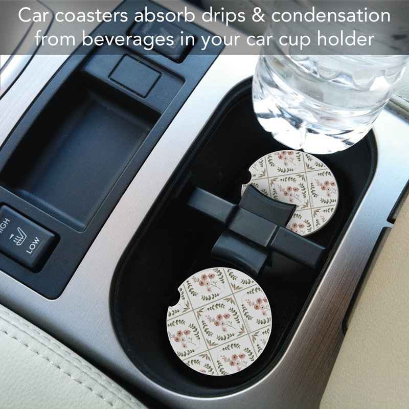Ensemble de 2 sous-verres de voiture en pierre Wildflowers