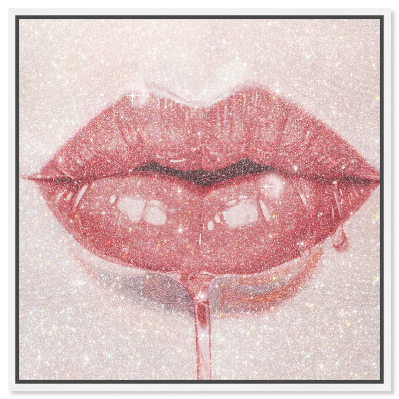 Lux Kiss Burnt Canvas Fashion Print by Oliver Gal, 17"H x 17"W, White Frame