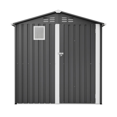 6 Ft. W X 6 Ft. D Black Metal Storage Shed With Window