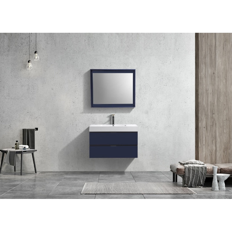 Royka 35.75'' Single Bathroom Vanity with Acrylic Top, Blue
