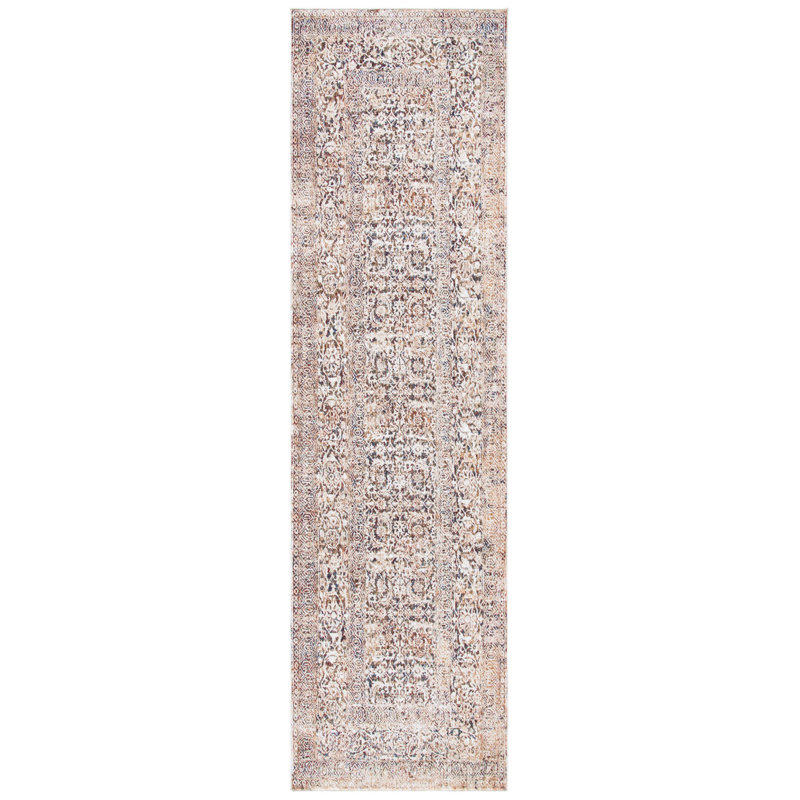 Tapis ivoire / brun en polyester tissé à la machine Lauren Ralph Lauren, Tapis de couloir 2 pi 2 po x 10 pi