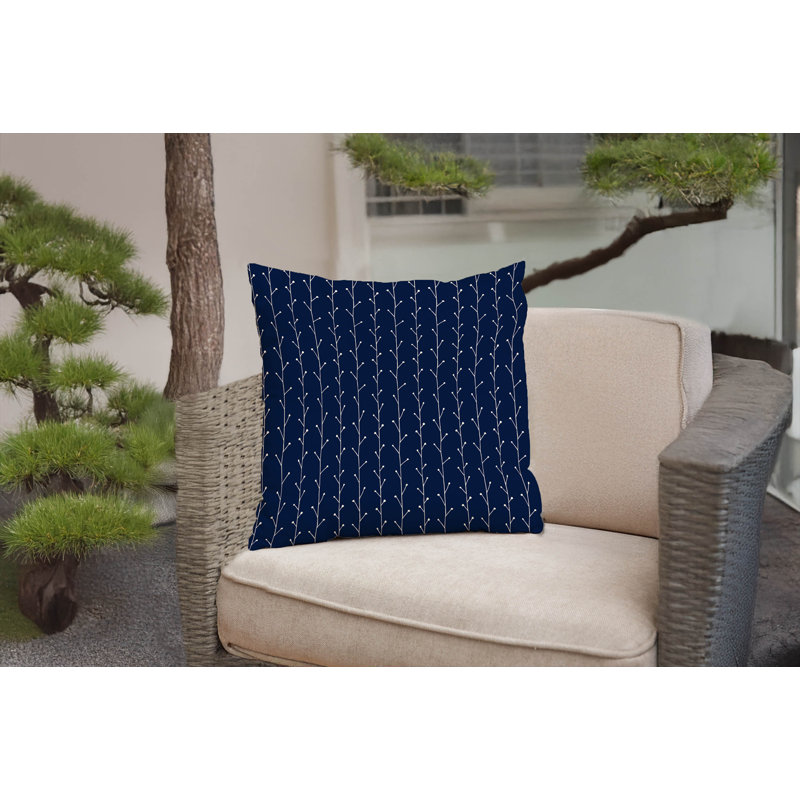 Coussin décoratif Vine Branch, Carré 20 po, Floral bleu marine profond