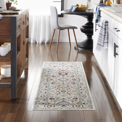 Tapis oriental bourgogne / bleu marine tissé à la main Perie
