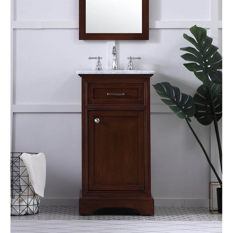 Teak and Marble 19'' Single Bathroom Vanity with Brushed Nickel Hardware