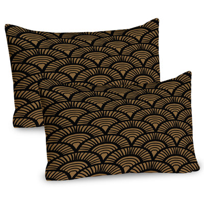 Ambesonne Scallop Pillow Sham 2 Pack Retro Art Deco Seashells Caramel Charcoal Grey -  pil-2_100725_26x20