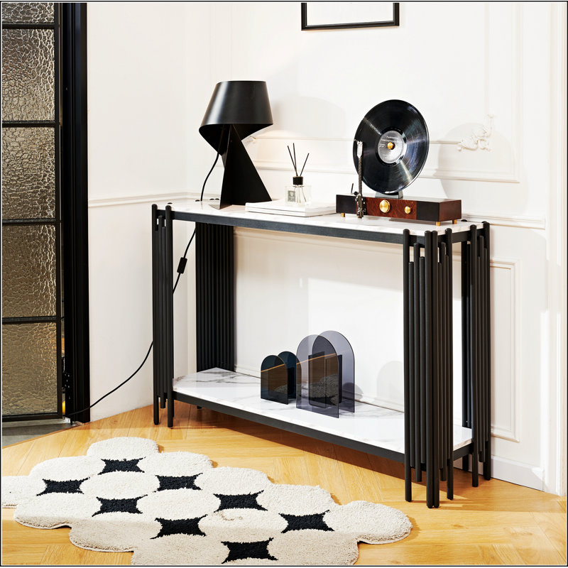 2 Tier Console Table, Living Room Sofa Table, Modern Narrow Entryway Table