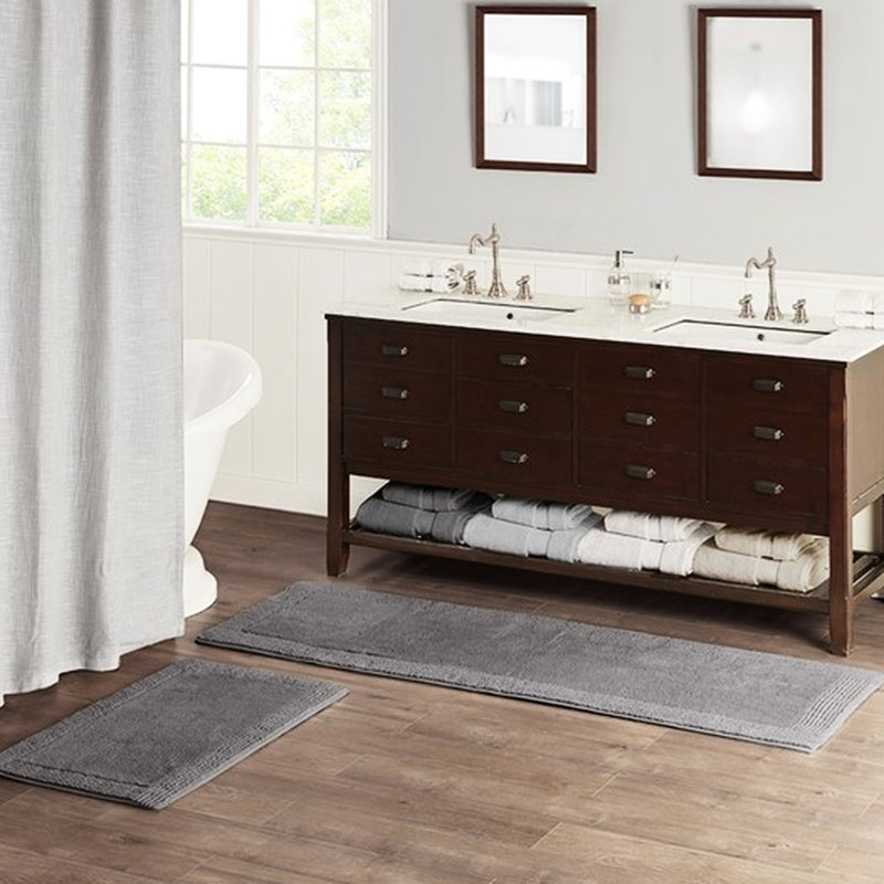 3000 Gsm 100% Cotton Bath Rug, 21X34", Charcoal Color, Reversible, And Alluring, Machine Washable, Non-Slip Mat Recommended Heavyweight, Beautiful, Suggested