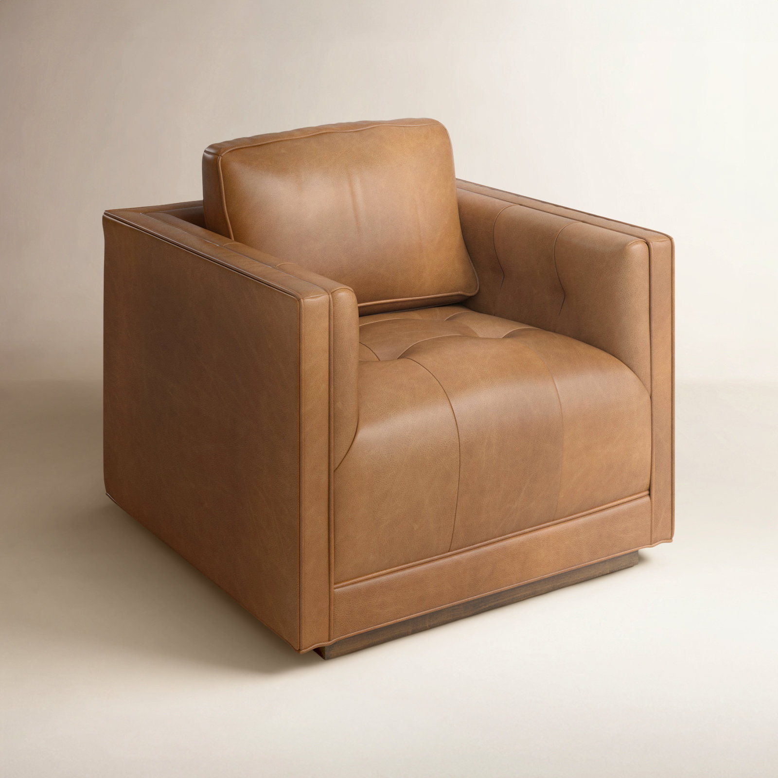 Calabrese Genuine Leather Swivel Armchair
