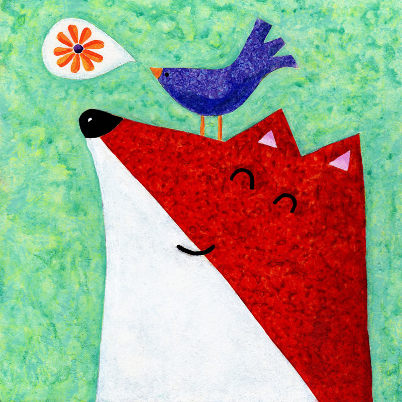 Reproduction d'art sur toile tendue, "What Does The Fox Sing" par Janet Nelson, H 40 po x l 40 po x P 1,5 po