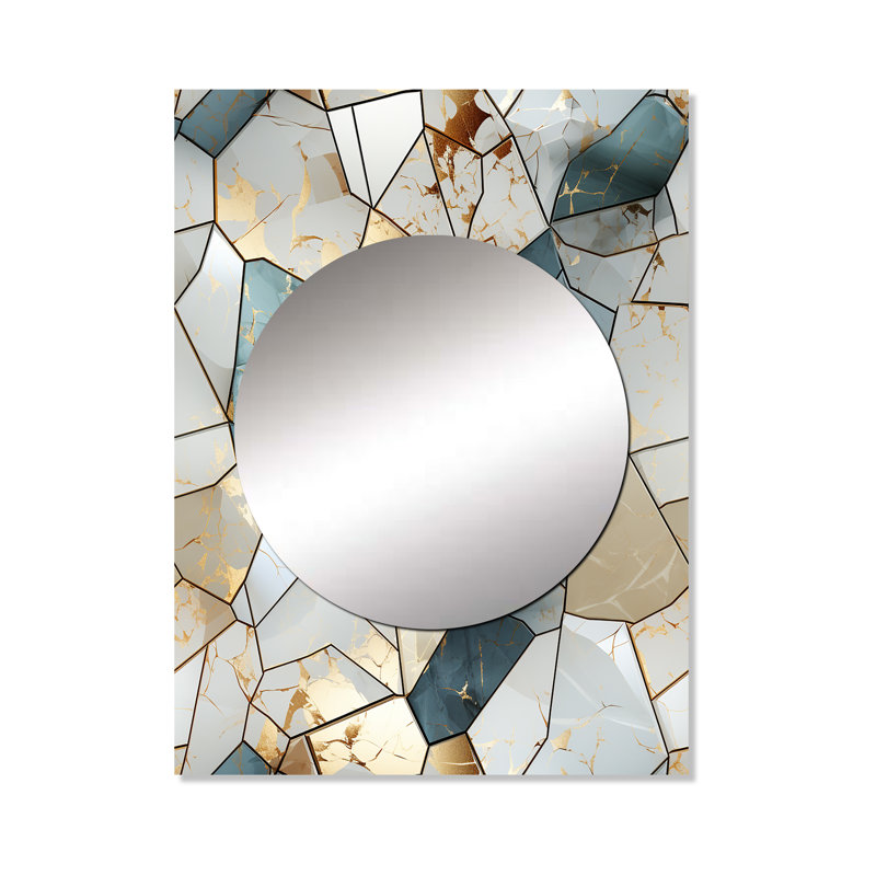 Hansali bleu sarcelle et gris harmonie de marbre - marbre unique miroir décoratif, 40 po x 30 po
