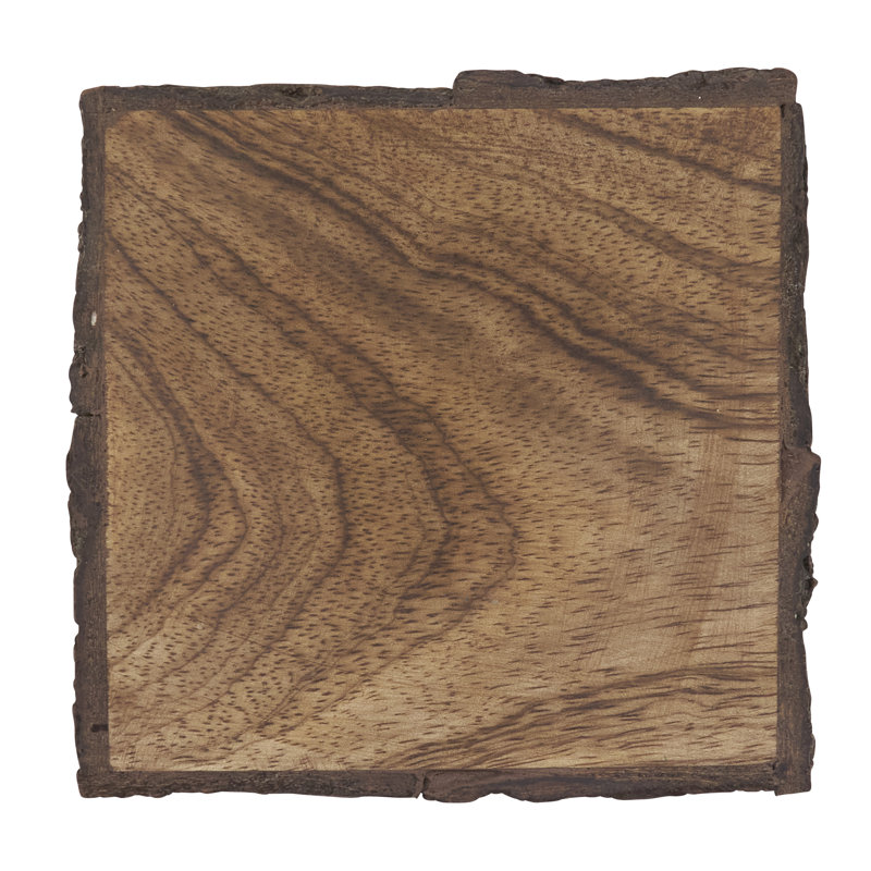 Sous-verres en bois de manguier (ensemble de 4) - Sous-verres rustiques à bord naturel pour table basse, table de salle à manger et utilisation quotidienne