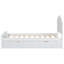 Lit plateforme simple en bois avec tête de lit et lit gigogne simple, blanc-124438805