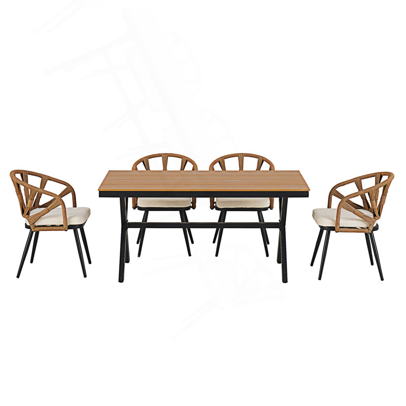 Ensemble contemporain d'extérieur avec chaises et table en rotin Pe, Jaune foncé