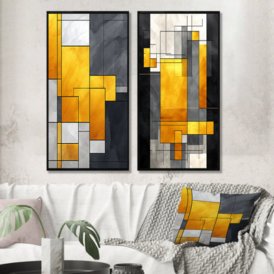 Daehan - Abstract Geometric Canvas Art Print Set Of 2