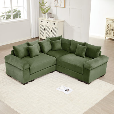 Modular Couch, Soft Corduroy Fabric, Deep Seat Ergonomic Design With Pillows For Living Rooms Bedroom, Easy Assembly