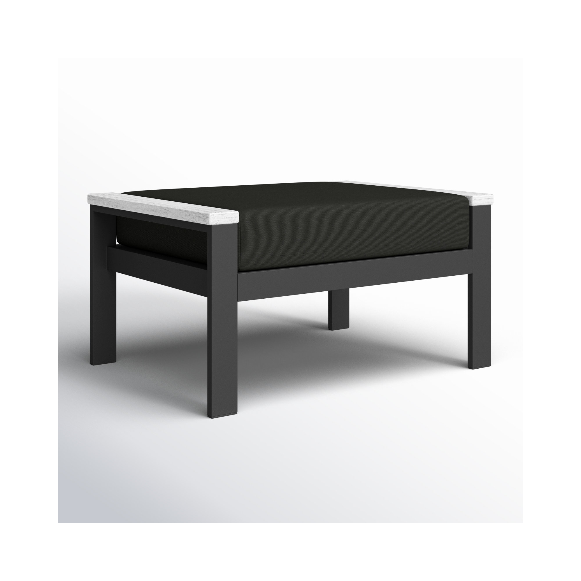 Townsend Outdoor Ottoman with Sunbrella® Cushion, Canvas Black Sunbrella® Canvas