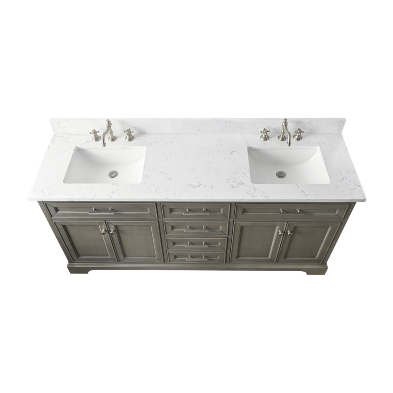 Thompson 72" W Double Bathroom Vanity, Silver Gray/Brushed Nickel