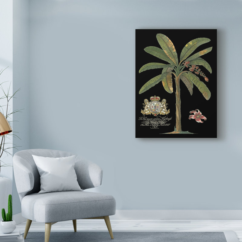 « palm on black ii », reproduction de peinture à l’acrylique sur toile tendue, H 19 po x l 14 po x P 2 po
