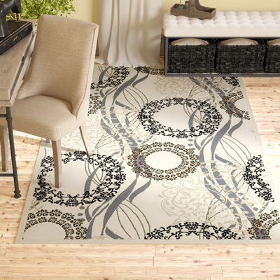Tapis crème / gris en laine Ilbert