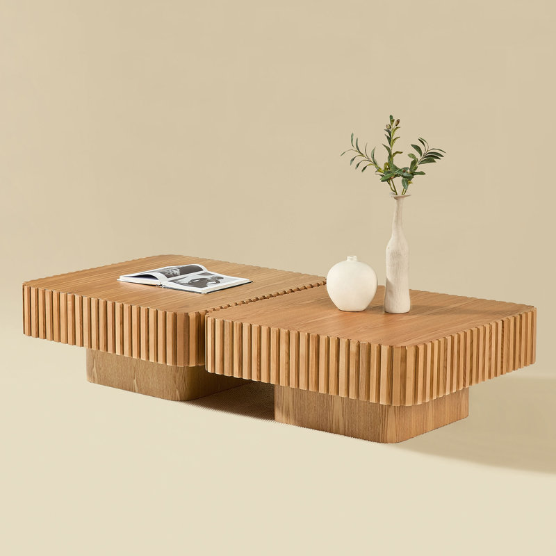 Ensemble de 2 pièces de table basse carrée 31,5 pouces Handcraft