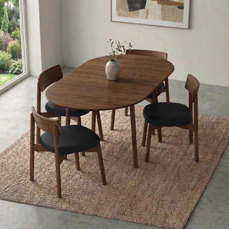 Baton Dining Upholstered Dining Chair, Microsuede Onyx, Seared Oak