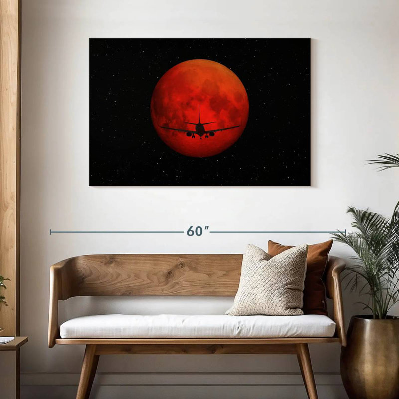 Oberle Red Dark Airplane, 30" H x 45" W
