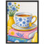 Blue Floral Teacup Still Life Framed Wall Art Prints - Cozy Kitchen Decor for Dining Room-125211901-125211904