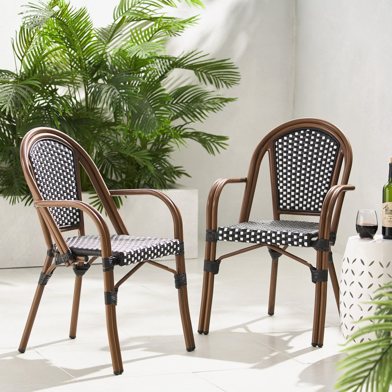 Extérieur 2 chaises bistro, Noir / blanc