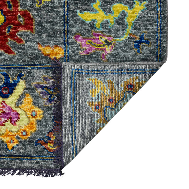 Blu Wool Oriental Area Rug in Gray, Rectangle 10' x 14'