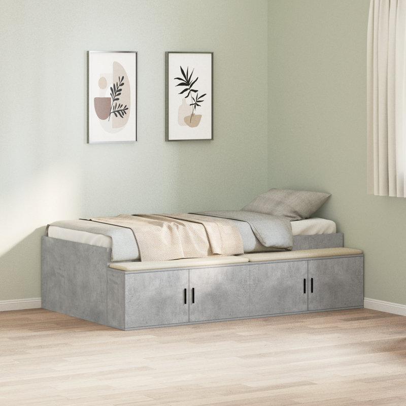Vidaxl Storage Bed Frame, European Single (90 x 200 cm), Concrete Grey