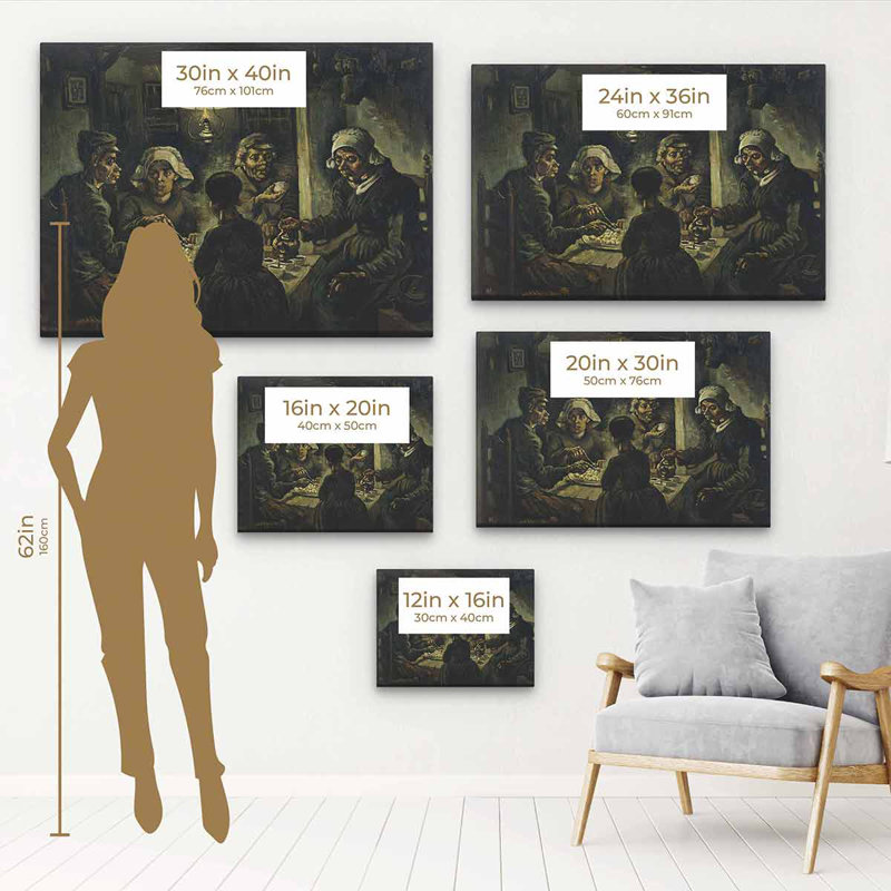 «Nimue Brown Potato Eaters» par Vincent Van Gogh - reproduction, H 12 po x l 16 po, Cadre flottant noir