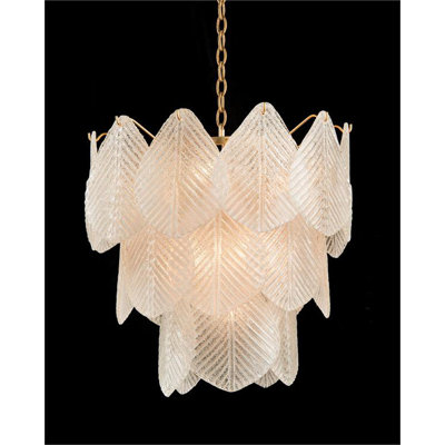 Lustre en verre givré à neuf lumières