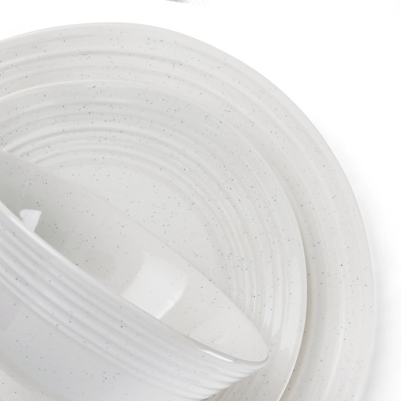 12 Piece Stoneware Dinnerware Set - Service for 4, White
