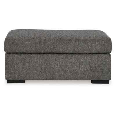 Repose-pieds décoratif Iqay, simili bois noir, polyester gris étain 44 po