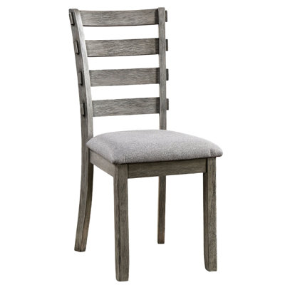 Ensemble de salle à manger rustique 7 pièces, table rectangulaire grise et 6 chaises à dossier, siège moderne en tissu