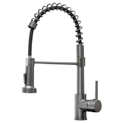 Robinet de cuisine commercial avec pulvérisateur rétractable, robinet d'évier de cuisine à poignée simple