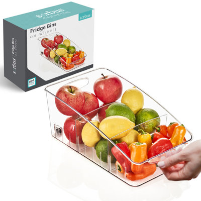 Sorbus Roll Out Fridge Organizer - Fridge Organizer on Wheels with Dividers, and Handles