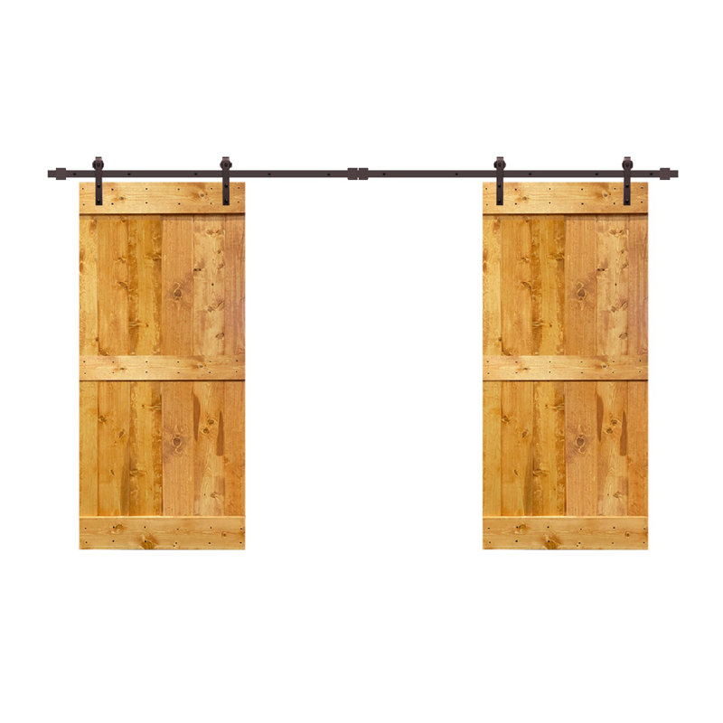 Porte de grange à panneaux et en métal avec trousse de quincaillerie d'installation, 42 po x 84 po, Érable colonial