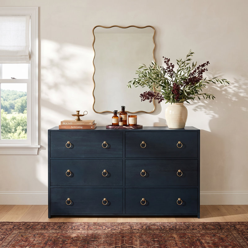 Elin 6 Drawer Dresser, Navy Blue