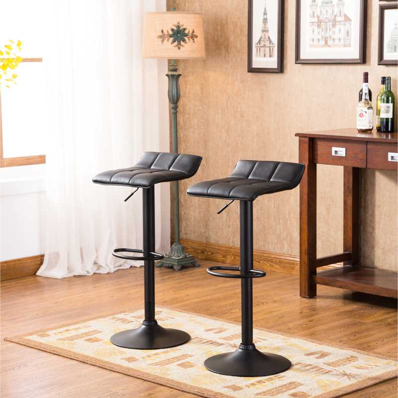 De 2 tabourets de bar en cuir reconstitué noir - réglables et pivotants pour des espaces de vie confortables