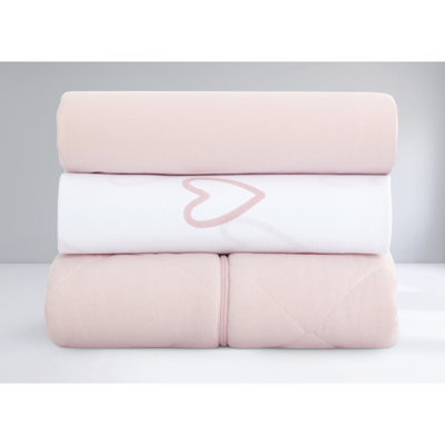 I Heart You 3 Pc Crib Set, Baby Pink & Heart Print
