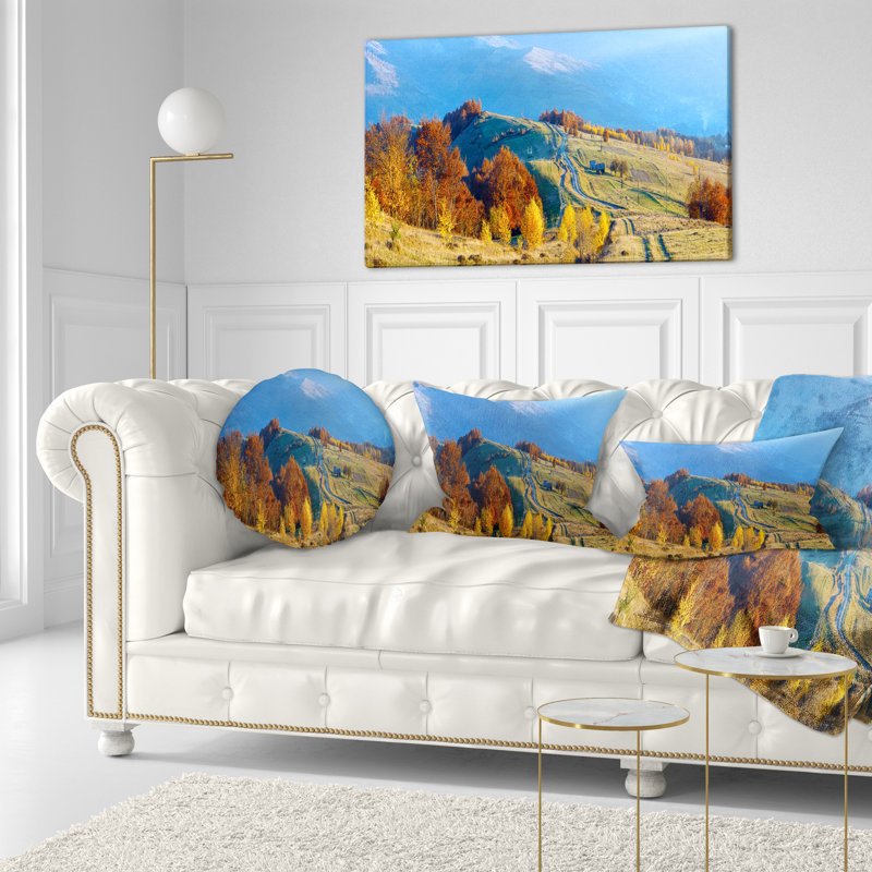 Housse de coussin carré avec insert campagne, 16 po x 1 po