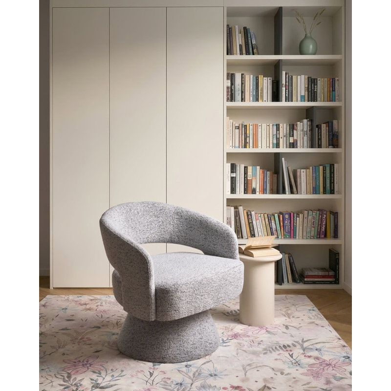 Upholstered Swivel Barrel Chair, Grey