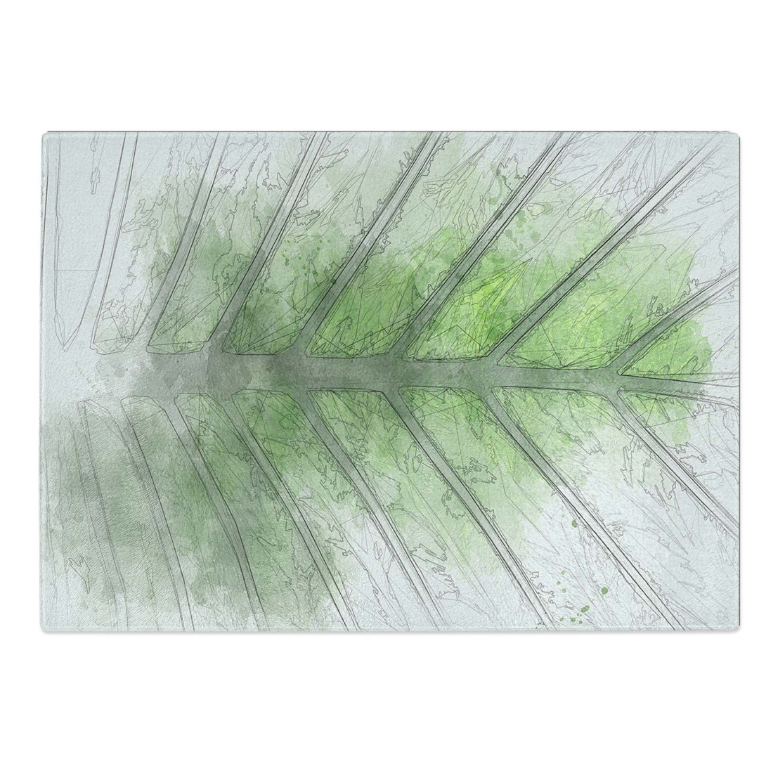 Glass Green Leaf Lines in Abstract Chopping Board