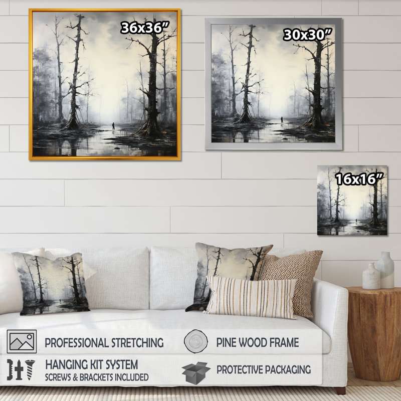 Winter Forest Solitude - impression, H 30 po x l 30 po x P 1 po, Cadre simple blanc