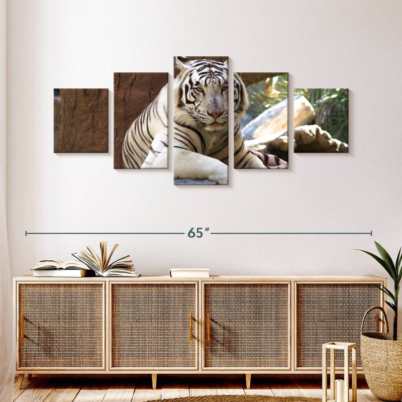 Tigre blanc au repos, H 24 po x l 55 po