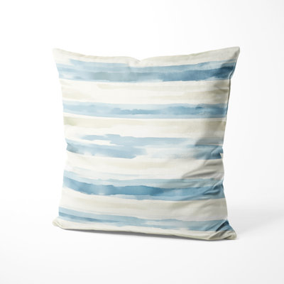 Modern Throw Pillow - Striped Blue And Beige Soft Horizon Printed Cushion