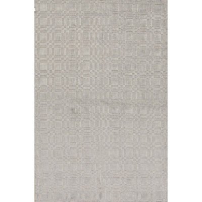 Wool Geometric Area Rug in Dark Gray
