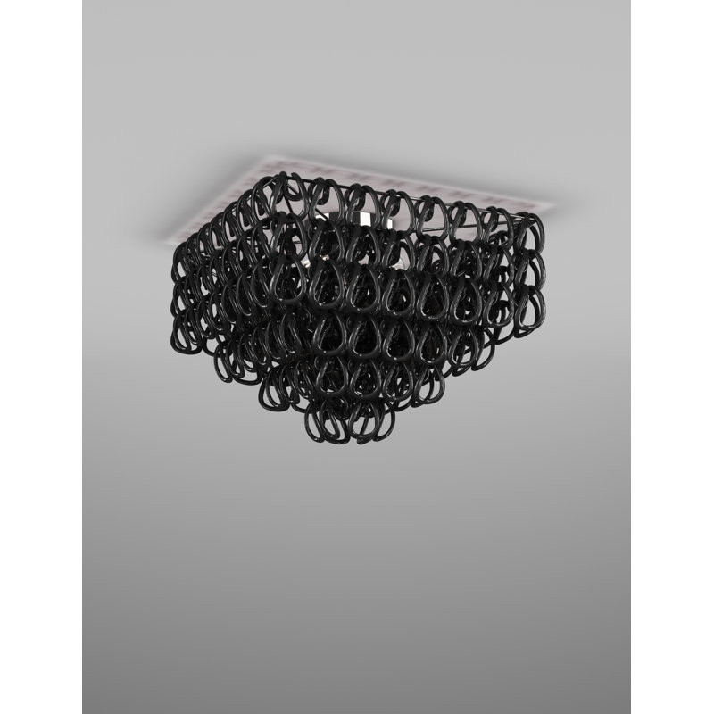Giogali Ceiling Lamp 65Q Crystal Transparent Matt Bronze 1 E26 Ul, Glossy Chrome, Black